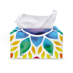Reiki Chakra Flower Print Leather Tissue Box Cover
