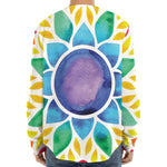 Reiki Chakra Flower Print Long Sleeve Baseball Jersey
