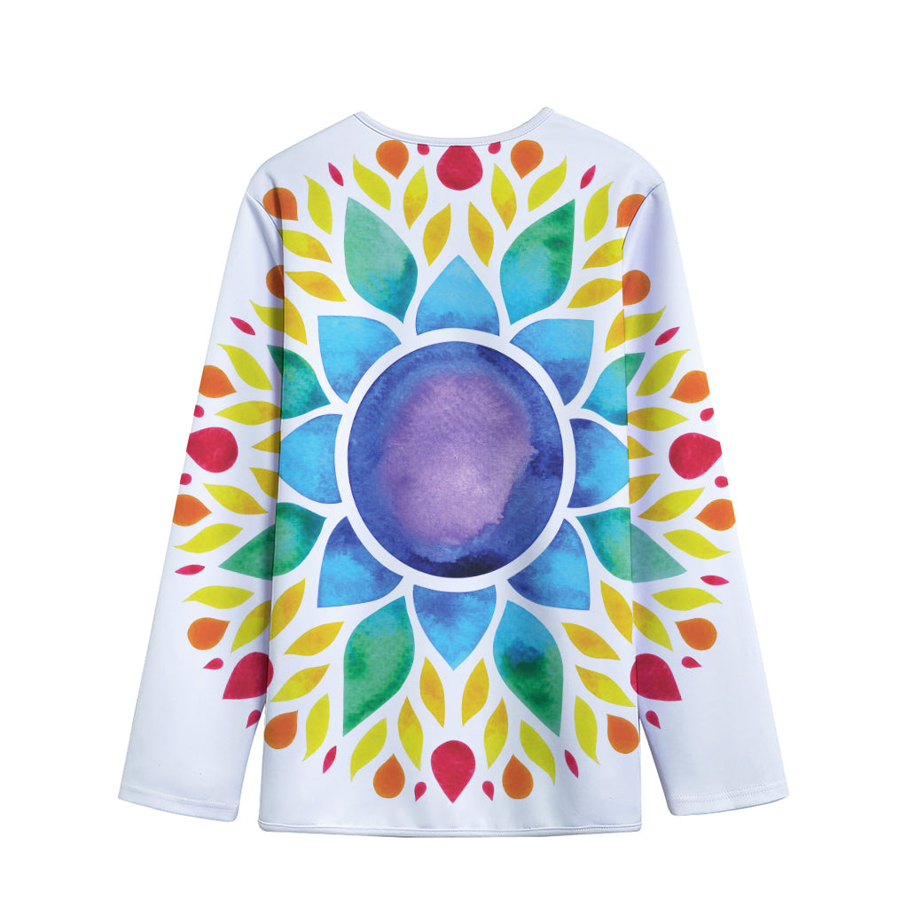 Reiki Chakra Flower Print Long Sleeve Short Coat