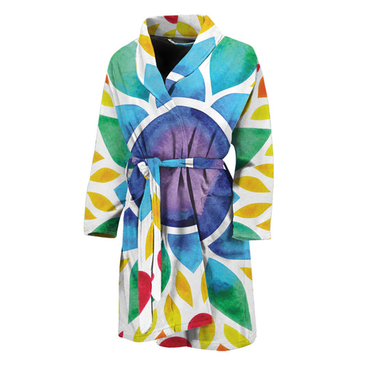Reiki Chakra Flower Print Men's Bathrobe