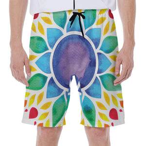 Reiki Chakra Flower Print Men's Beach Shorts