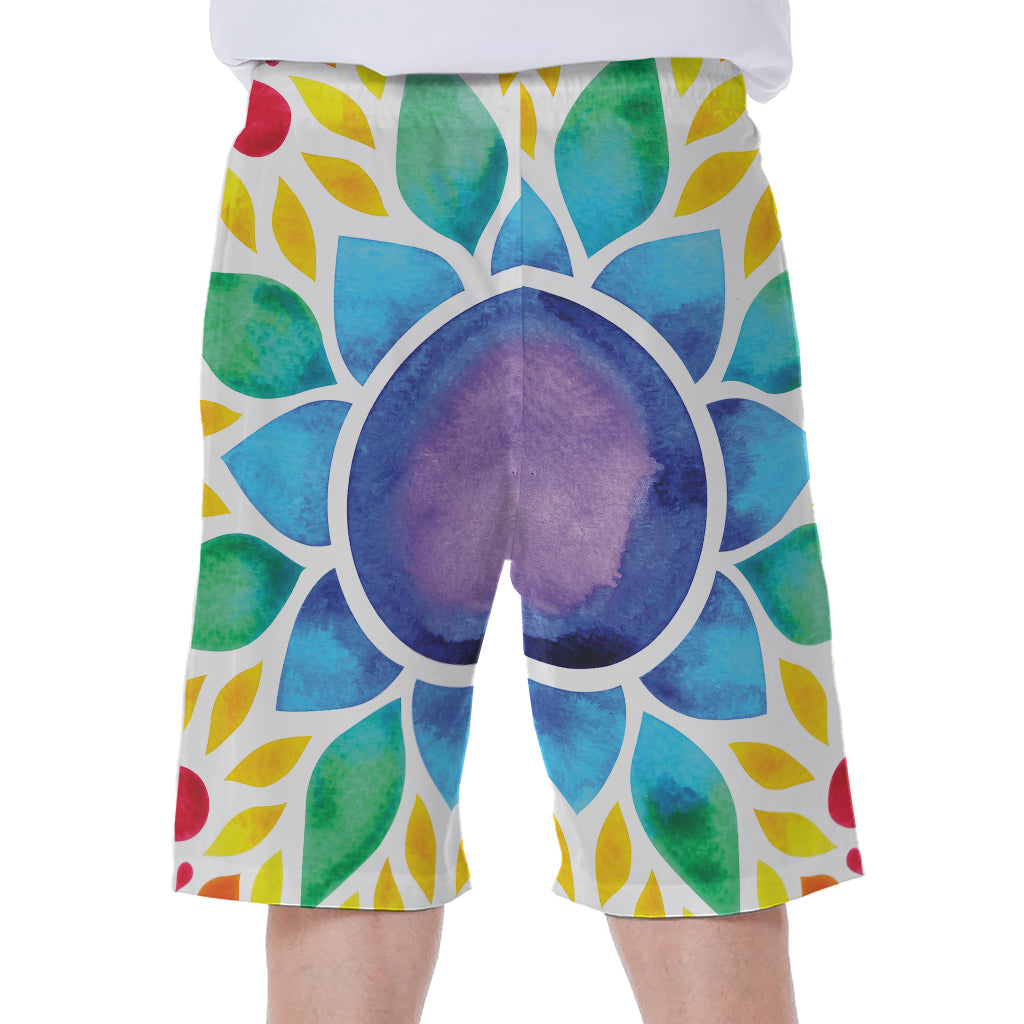 Reiki Chakra Flower Print Men's Beach Shorts