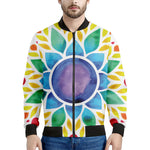 Reiki Chakra Flower Print Men's Bomber Jacket