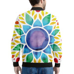 Reiki Chakra Flower Print Men's Bomber Jacket