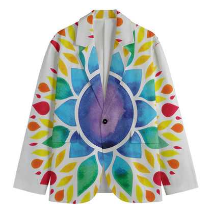 Reiki Chakra Flower Print Men's Cotton Blazer