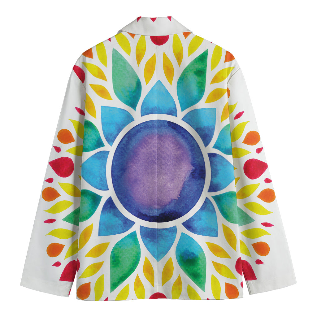 Reiki Chakra Flower Print Men's Cotton Blazer