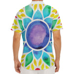 Reiki Chakra Flower Print Men's Deep V-Neck Shirt
