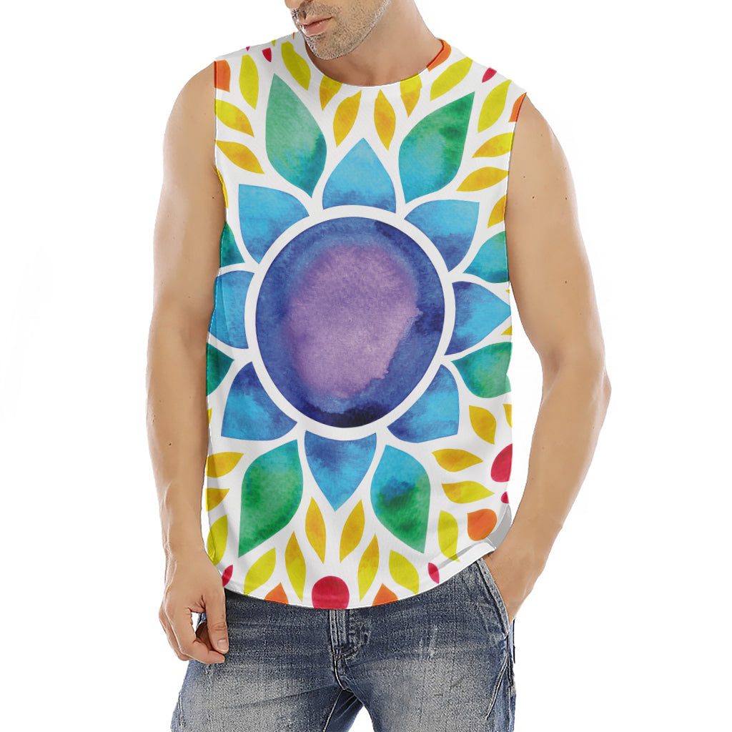 Reiki Chakra Flower Print Men's Fitness Tank Top