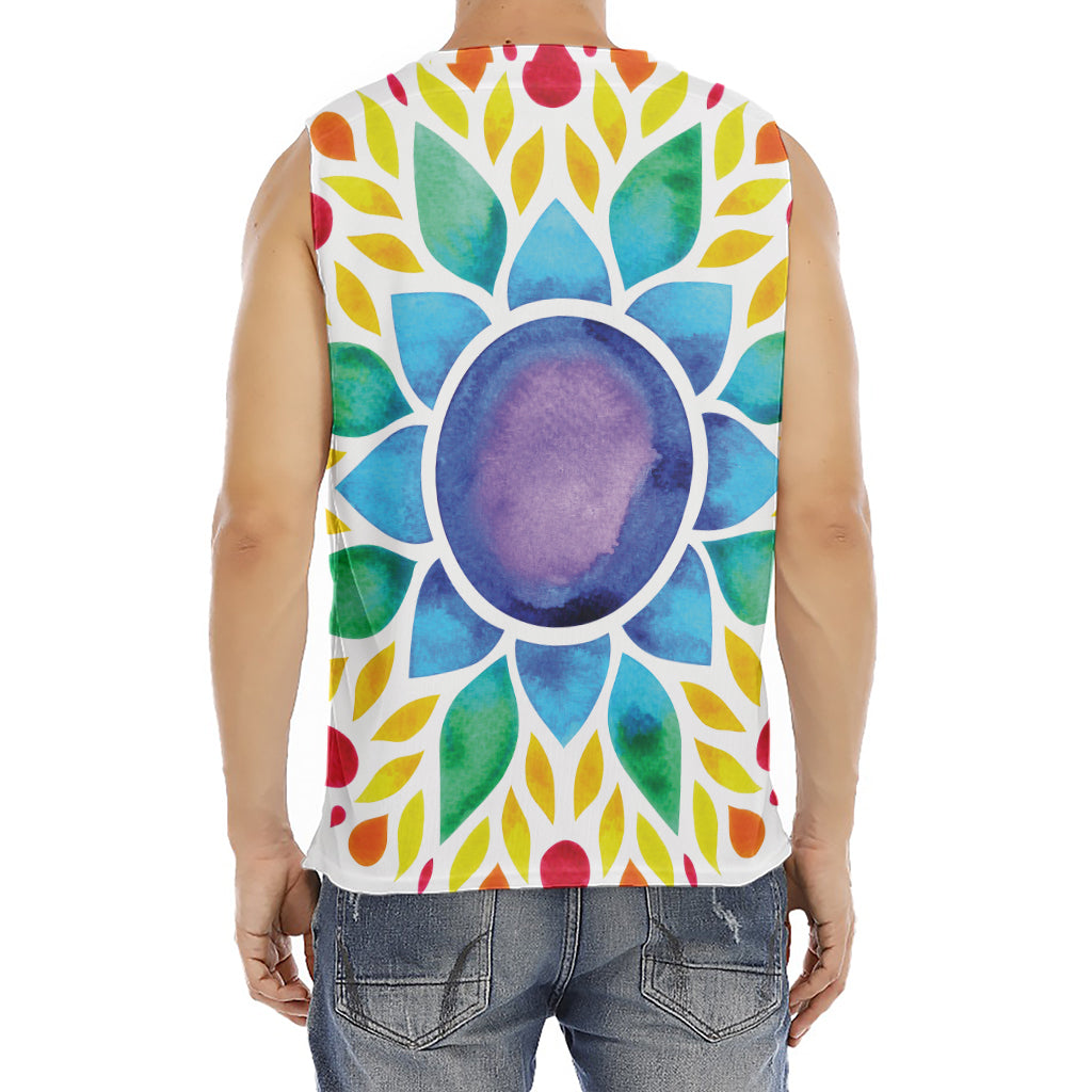 Reiki Chakra Flower Print Men's Fitness Tank Top