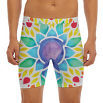 Reiki Chakra Flower Print Men's Long Boxer Briefs