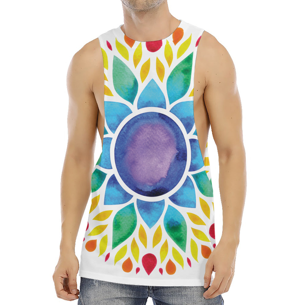 Reiki Chakra Flower Print Men's Muscle Tank Top