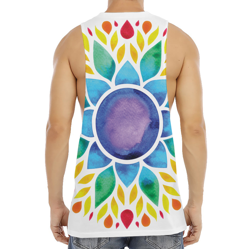 Reiki Chakra Flower Print Men's Muscle Tank Top