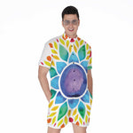 Reiki Chakra Flower Print Men's Rompers