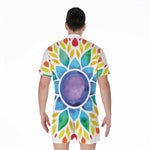 Reiki Chakra Flower Print Men's Rompers