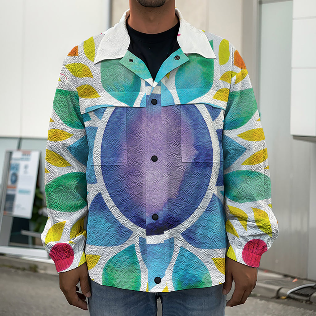 Reiki Chakra Flower Print Men's Shirt Jacket