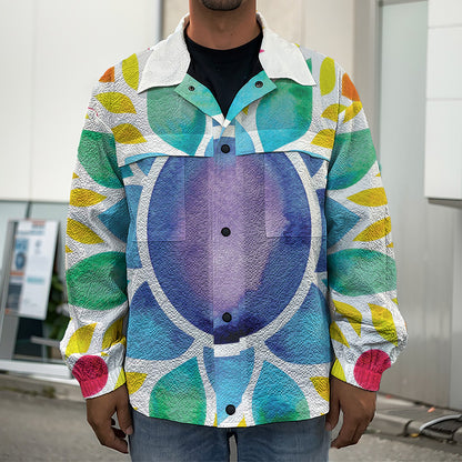 Reiki Chakra Flower Print Men's Shirt Jacket