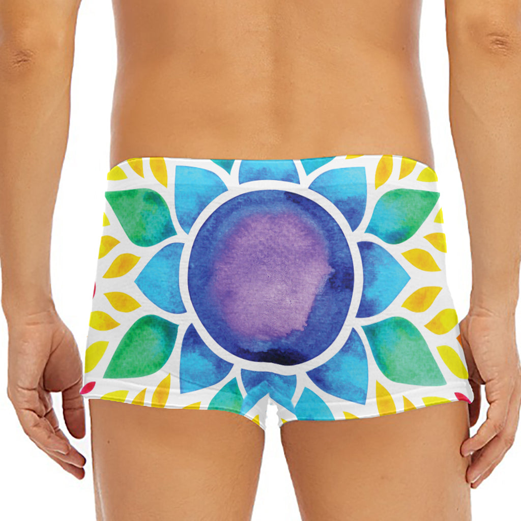 Reiki Chakra Flower Print Men's Short Boxer Briefs