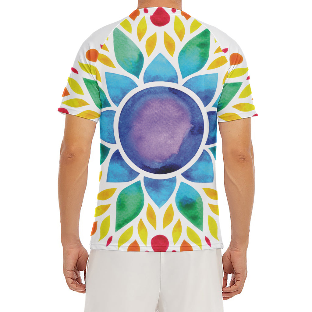 Reiki Chakra Flower Print Men's Short Sleeve Rash Guard