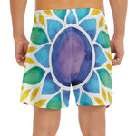 Reiki Chakra Flower Print Men's Split Running Shorts