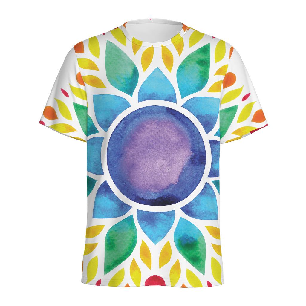 Reiki Chakra Flower Print Men's Sports T-Shirt