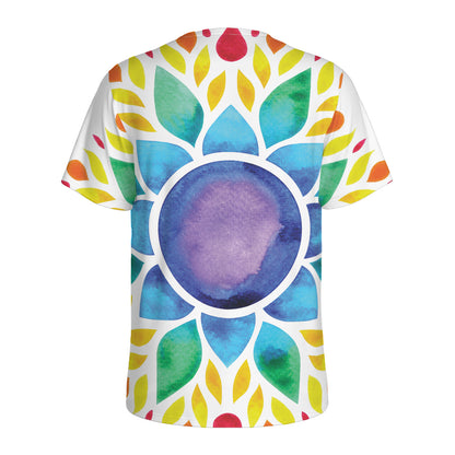 Reiki Chakra Flower Print Men's Sports T-Shirt