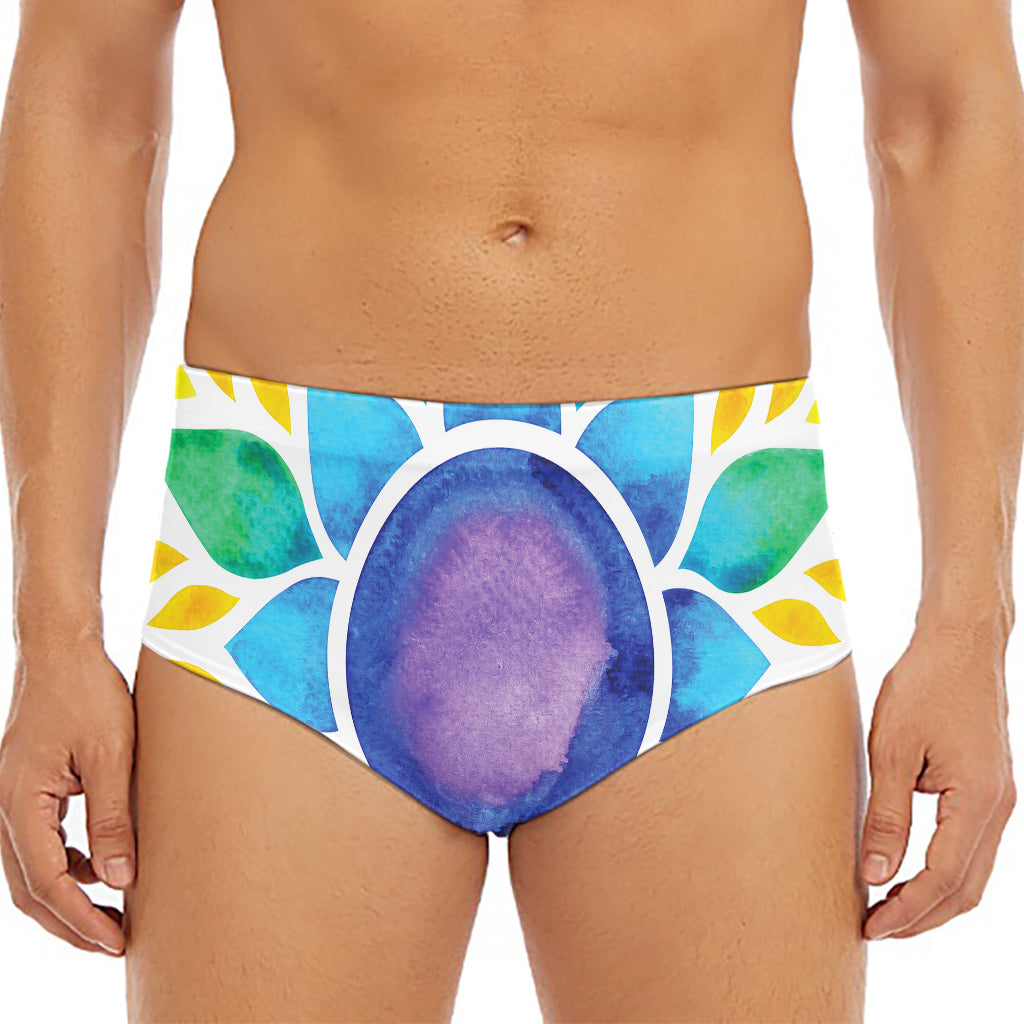 Reiki Chakra Flower Print Men's Triangle Swim Briefs