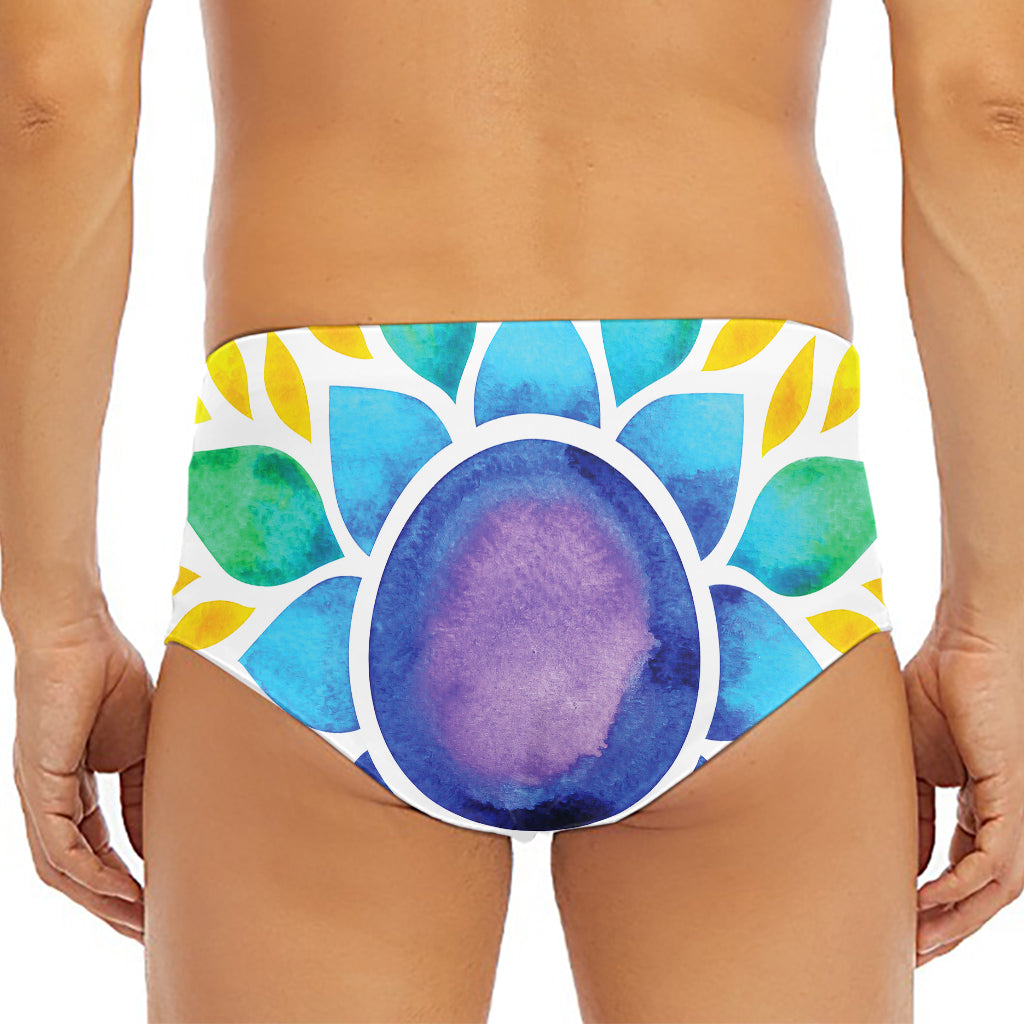 Reiki Chakra Flower Print Men's Triangle Swim Briefs