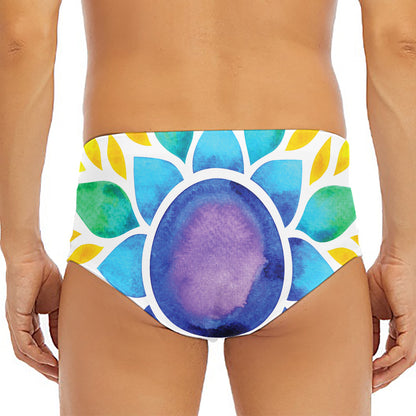 Reiki Chakra Flower Print Men's Triangle Swim Briefs