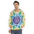 Reiki Chakra Flower Print Men's Velvet Pullover Hoodie