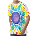 Reiki Chakra Flower Print Men's Velvet T-Shirt