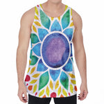 Reiki Chakra Flower Print Men's Velvet Tank Top