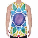 Reiki Chakra Flower Print Men's Velvet Tank Top