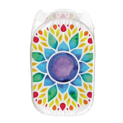 Reiki Chakra Flower Print Mesh Laundry Hamper
