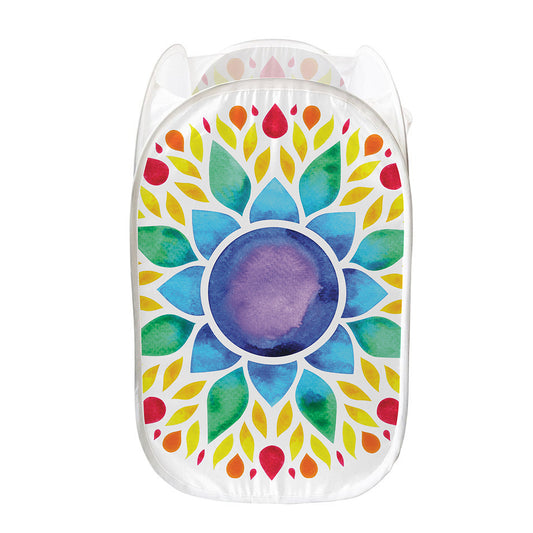 Reiki Chakra Flower Print Mesh Laundry Hamper