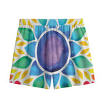 Reiki Chakra Flower Print Mesh Shorts