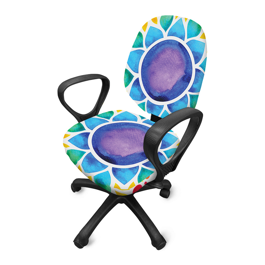 Reiki Chakra Flower Print Office Chair Cover