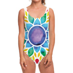Reiki Chakra Flower Print One Piece Swimsuit