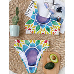 Reiki Chakra Flower Print One Shoulder Bikini Top