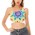 Reiki Chakra Flower Print One Shoulder Crop Top