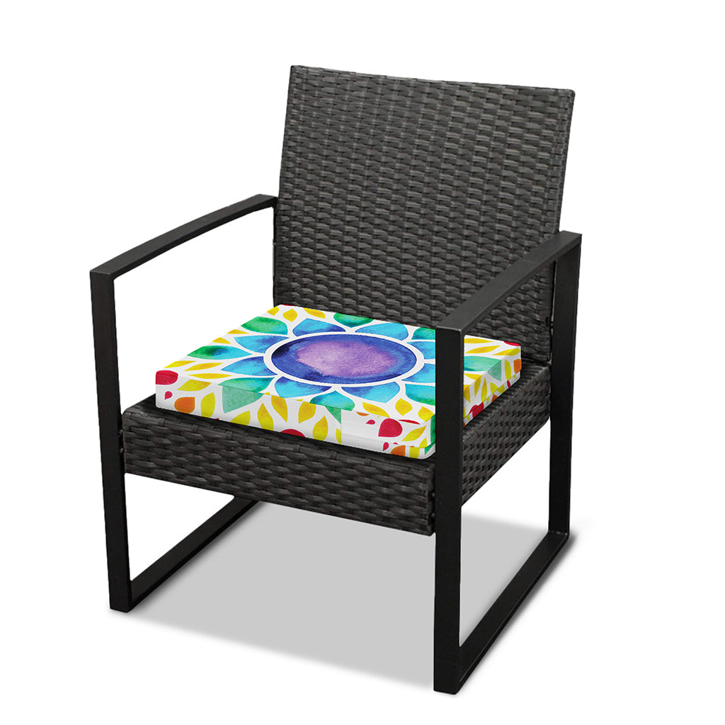 Reiki Chakra Flower Print Outdoor Seat Cushion Cover