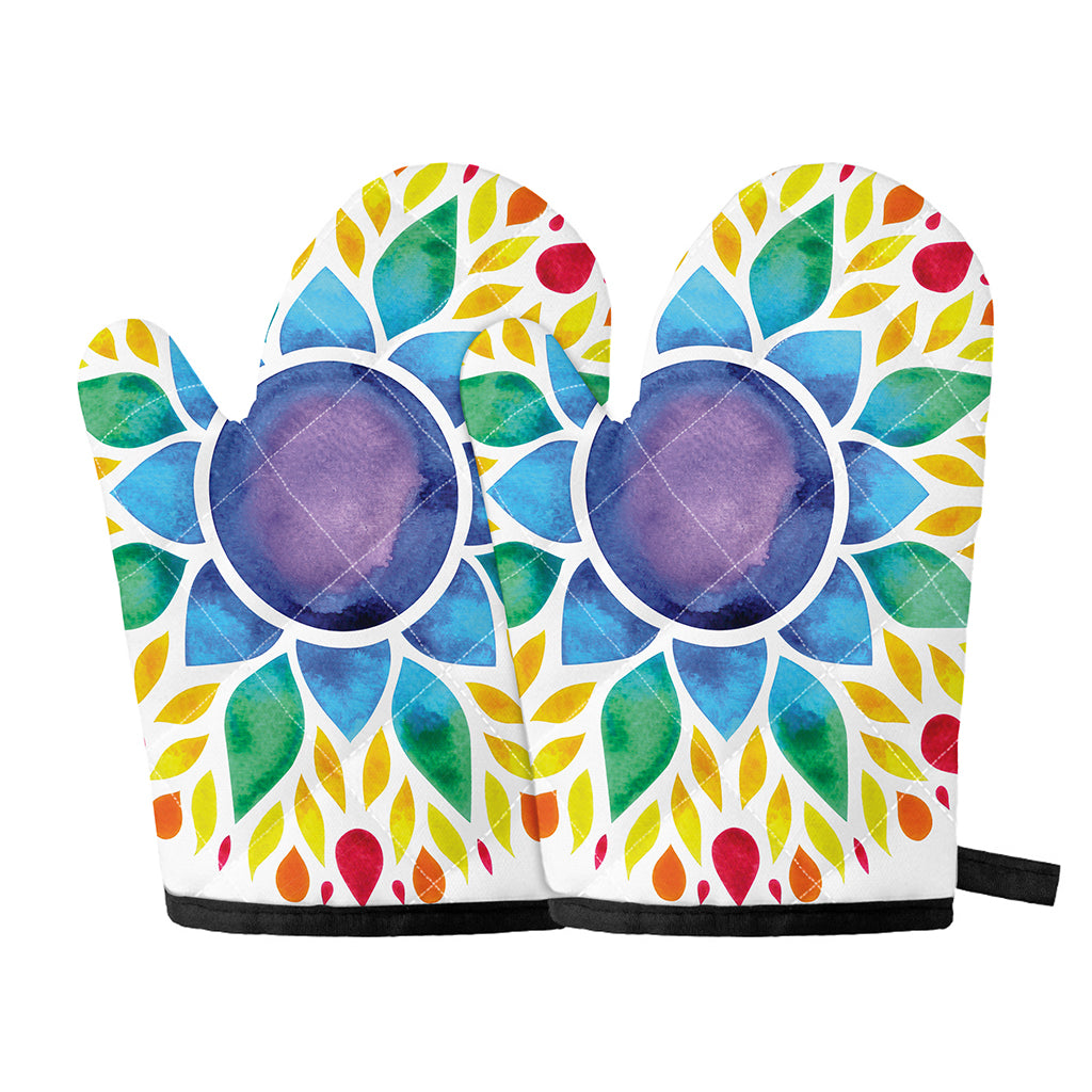 Reiki Chakra Flower Print Oven Mitts