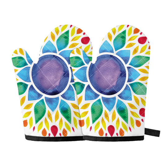 Reiki Chakra Flower Print Oven Mitts