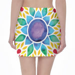 Reiki Chakra Flower Print Pencil Mini Skirt