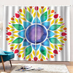 Reiki Chakra Flower Print Pencil Pleat Curtains