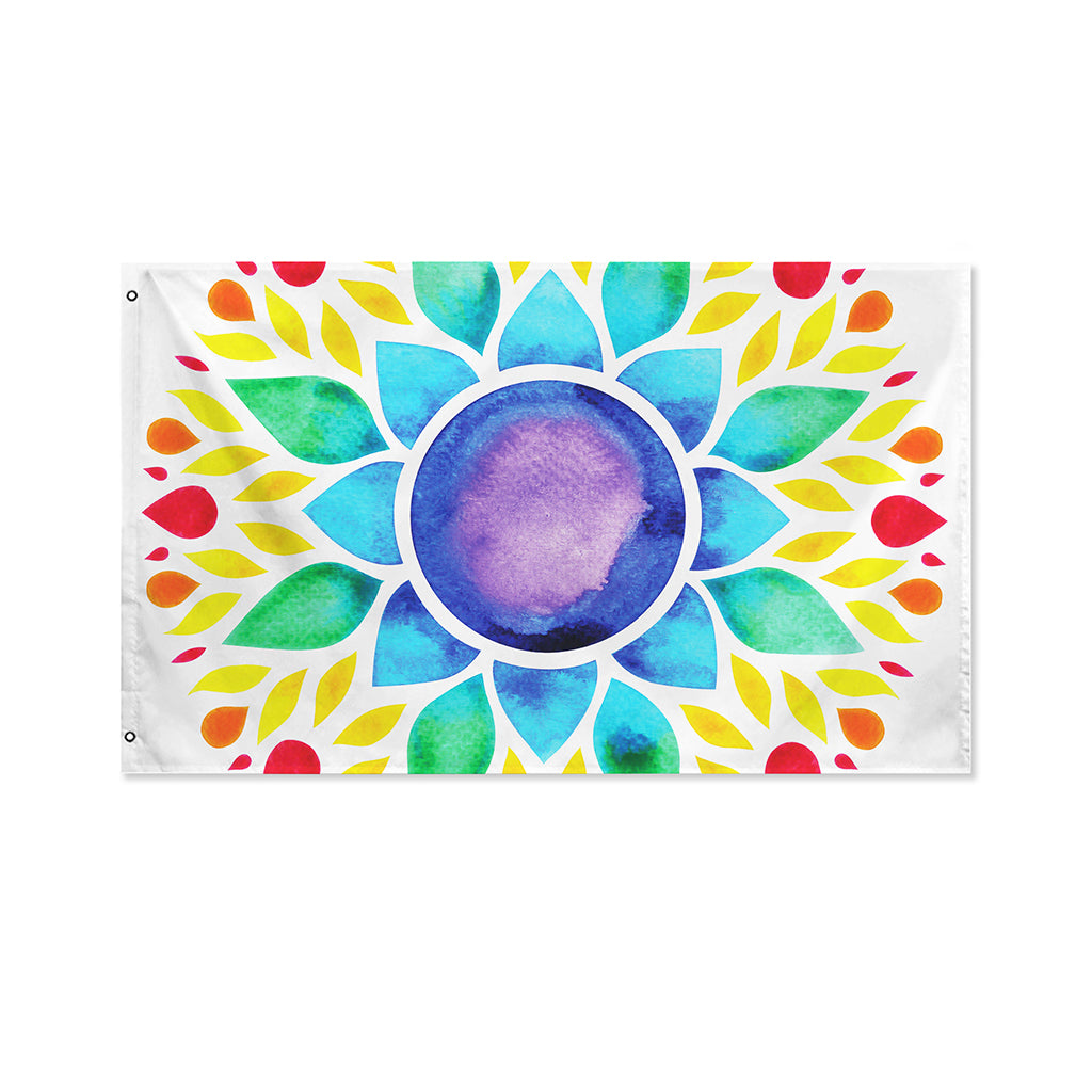 Reiki Chakra Flower Print Polyester Flag