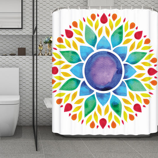 Reiki Chakra Flower Print Polyester Shower Curtain