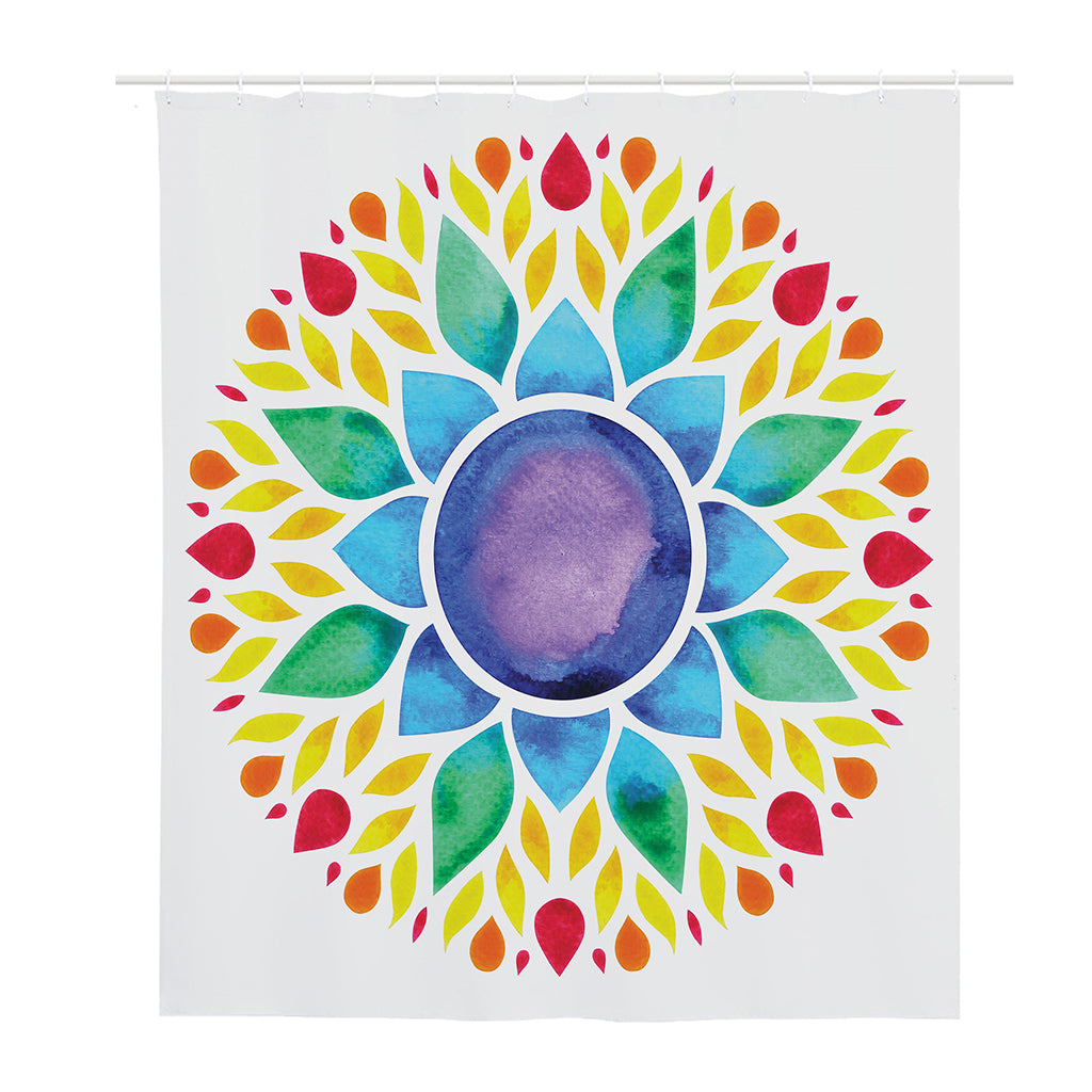 Reiki Chakra Flower Print Polyester Shower Curtain