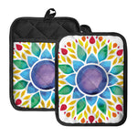 Reiki Chakra Flower Print Pot Holders With Pocket