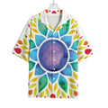 Reiki Chakra Flower Print Rayon Hawaiian Shirt