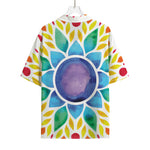 Reiki Chakra Flower Print Rayon Hawaiian Shirt